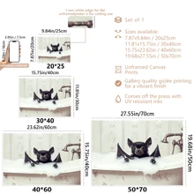 1pc Canvas Animal Painting, Indoor Wall Art Decor, Bats With Shower Foam In Bathtub Prints, Suitable For Cafe, Office, Living Room, Bathroom, Dining Room, Dormitory Or Kitchen Decoration Gifts Birthday Graduation