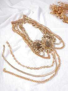 1pc Luxury Vintage Embroidered Floral Long Tassel Pendant Necklace, Versatile & High-End Design For Women - Vintage Flower Tassel Necklace - View 4