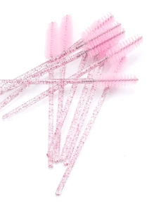 300pcs/100pcs/50pcs/10pcs Crystal Disposable Eyeliner Brushes - For Eyelash Extension, Mascara Application, Makeup Brushes (6 Mixed Colors)