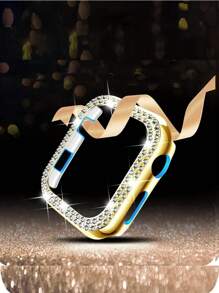 Correa de Apple Watch con cubierta rígida de PC y cristales de diamante brillantes, compatible con Apple Watch Series 1/2/3/4/5/6/SE/8/7. Protección anti-colisión para mujeres, disponible en 38mm/40mm/41mm/42mm/44mm/45mm/49mm. Colores disponibles: negro, oro, oro rosa