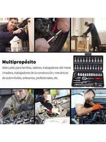 Uclub Juego de llaves de trinquete de 1/4 de pulgada de 46 piezas con juego de dados con puntas métricas y barra de extensión para reparación de automóviles y uso doméstico, con estuche de almacenamiento