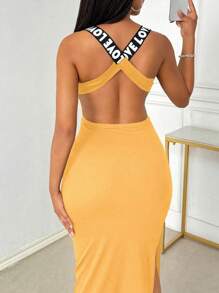 Spring And Summer Women's Shoulder Straps Cross Back Long Suspenders Tight Hip Skirt,Fashionable Outfit For Vacation Or Party Or Photo Shoot Or Music Festival - Màu vàng - Xem 8