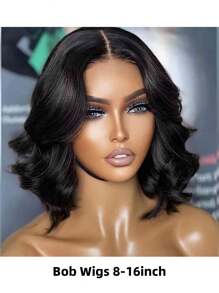 Glueless Bob Wig Human Hair Pre Plucked Wear And Go Wigs Pre Cut Lace Body Wave Short Bob Lace Front Wigs For Women 8-16inch Upgraded No Glue 4x4 Lace Closure Wigs