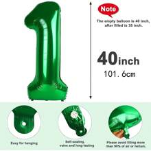 1pc 40 Inch Green Digital Foil Balloon, Large Size For Birthday, Anniversary, Party Decoration - Green - View 2