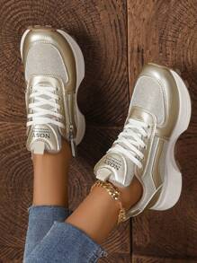 Vintage Breathable Lightweight Casual Sneakers - Lace-Up Athletic Chunky Sneakers Suitable For All Seasons, Comfortable Mesh Upper & Rubber Sole