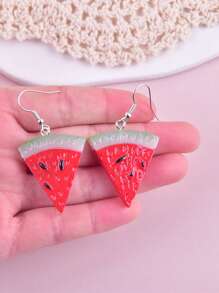 1 Pair Resin Watermelon Fruit Shape Earrings, Women Party Decor Jewelry
