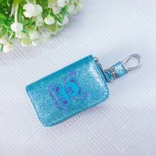 Car Key Bag Uniform Car Key Storage Bag Creative Keychain Blingbling Car Key Protector Secure Zipper Closure Protector Stylish Waist Pocket Car Key Protector Unisex For Women Mini Wallet,1pc Black & Gold PU Leather Car Key Case - Multicolor - View 45