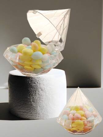 6pcs Wedding Clear Diamond Shaped Candy Box Wedding Souvenir Box Plastic Decoration Birthday Party Decor Container Wedding Gift Gifts Graduation Birthday Decorations Party Decorations Gift Bags