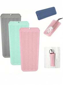 2/1件装耐热垫，卷发棒垫，适用于桌面造型工具，通用尺寸，适用于直发器和卷发棒，耐热硅胶造型垫，收纳隔热垫，适用于直发器、卷发棒和直板夹，便携式旅行美发造型工具隔热垫套装 - 彩色 - 查看 9