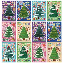 6pcs/12pcs Christmas Puzzle Stickers, Christmas Tree, Reindeer, Santa Claus, Christmas Stockings Stickers, DIY Dress-Up Stickers, Birthday Gifts, Holiday Gifts, Decorative Stickers, Homemade Craft Stickers
