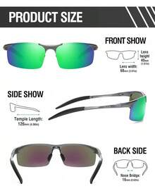 DUCO Mens Sports Polarized  UV Protection  For Men 8177s - Gunmetal Frame Revo Green Lens - View 3