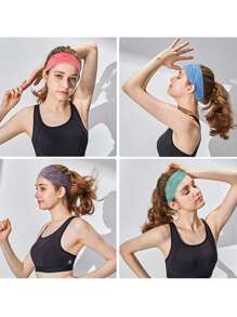 1 件运动风格跑步健身瑜伽男女运动头带高弹力可拉伸头带彩虹色头带健身房户外运动跑步瑜伽骑行篮球头带 - 彩色 - 查看 4