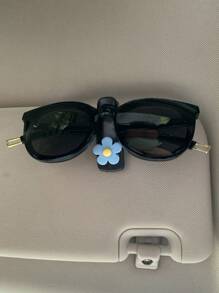 1pc Cute Flower Car Visor Clip, Multifunctional Sunglasses Holder, Sun Shade, Card/Receipt Clip