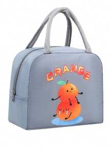 1pc Cartoon Fruit Print Insulated Lunch Bag, Large Capacity Student Bento Box Pouch, Waterproof Zipper Closure - Multicolor - View 19