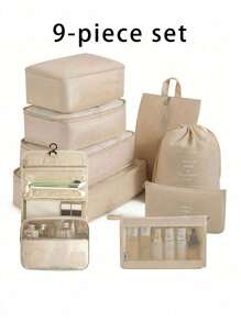 9 件/套旅行打包整理立方体,大容量多功能拉链封口手持旅行包,包括整理立方体、网袋、化妆包、鞋袋、瓶套、抽绳袋、普通包、内衣袋、防水洗漱包,适用于衬衫、内衣、衣服、化妆品、粉饼、粉底、眼影、眼线笔、粉饼、洗漱用品、牙刷和牙膏 - 彩色 - 查看 19