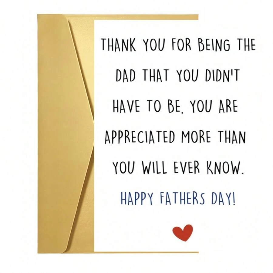 1pc Humorous Stepdad Father'S Day & Birthday Greeting Card, "Thank You For Being The Dad You Didn't Have To Be" - Appreciation Gift With Envelope, Mixed Color Paper, Stepdaughter Stepson Gift|Playful Message|Paper Envelope, Stepdad Gifts - Multicolor - View 1
