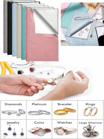 1pc Double-Sided Velvet Polishing Cloth Jewelry Cleaning Cloths For Gold Silver And Platinum Jewelry Coins Watches Silverware Colorful