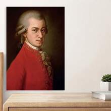 Framed Mozart Portrait Canvas Print, Historical Figure Poster,  Educational Chart & Wall Art For Classroom, Home, Office, Living Room, Bedroom Decor, Festival Gift