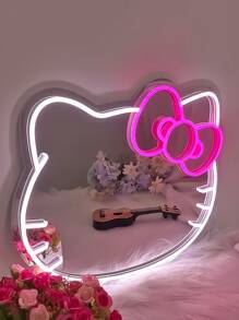 Sanrio 1 件霓虹灯 - 可爱卡通粉色小米镜面霓虹灯，梳妆台灯 USB/电池供电 LED 霓虹灯，粉色卧室墙壁装饰，适合房间、情人节派对、生日、婚礼、家居、圣诞节装饰，送女朋友、妻子、朋友、家人、爱人 - 均碼 - 查看 4