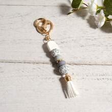 1pc Spring Silicone Beaded Tassel Keychain Ideal Accessory For Bags Designed For Both Men And Women Bridesmaid Gifts Boho