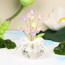 水晶郁金香花饰家居装饰，适用于客厅、卧室、餐桌、浴室 - 优雅的人造花卉布置，适合家庭、婚礼、办公桌或母亲节礼物 - 彩色 - 查看 10