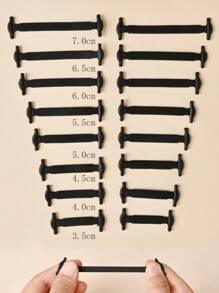 QKC 16Pcs/Pack White Silicone No Tie Shoe Laces Stretch Shoelaces For Sneakers Casual Shoes Sports Shoes Combat Boots, Shoes Accessories For Women Men