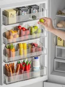 1/2pcs Fridge Organizer Baskets, Food Safe, Suitable For Garlic, Ginger, Spices Storage, Space Saving, Reusable, Washable, Wall Mounted No-Drill, Kitchen Accessories