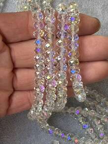 80 Pieces Of 8mm Austrian Quality Shiny Flat Crystal Beads With Holes Suitable For DIY Bracelets And Phone Accessories - Glass Craftsmanship Bead Material