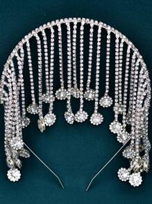 1pc Rhinestone & Imitation Crystal Forehead Hairband, Elegant Fashion Hair Accessory Gift For Women, Suitable For Wedding, Banquet, Party, Celebration