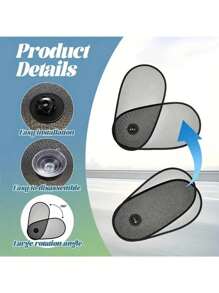 1 Piece Adjustable Car Side Window Sunshade, 180° Rotatable Car Sunshade, Driver Sunshade And Heat Shield, Car Sunshade Or UV Protection Panel With Strong Suction Cups, Fits Most Cars