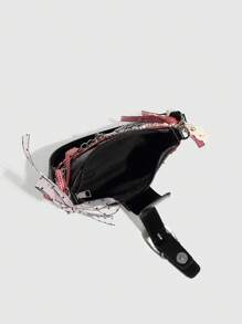 Y2K Fashionable Versatile Star & Moon Design Unique Silver Millennium Shoulder Chain Crossbody Bag, Perfect For Girls' Street Style And Party Outfits, Also A Great Gift. Starry Sky Print Women Handbag - Black - View 8