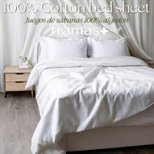 TRAMAS+ 100% 純棉床單套件，包括床單、床單和枕頭套，柔軟透氣的床上用品，透過 OEKO-TEX STANDARD 100 認證 - ✅ 24/72 小時送貨到西班牙（大陸） - 白色 - 查看 7