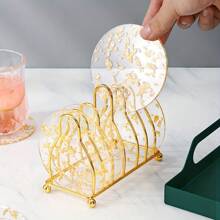 ¡talla grande vendido! Posavasos redondo resistente al calor con cristal, diseño con elementos dorados, protector decorativo y brillante para la mesa