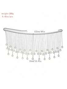 New Fashion Women Waist Chain With Round Pendant And Tassel, Stylish Body Chain - Silver - View 6