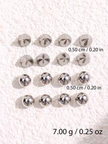 1set 16pcs Stainless Steel Geometric Ball Fake Piercing Stud Set Fake Nose Ring Stud Sticker Pack Fake Eyebrow Lip Piercing Non Piercied Body Jewelry - Flat - View 10