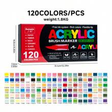 Bút dạ Acrylic 240 màu, Bút dạ nghệ thuật đầu cọ dạng lỏng dung tích lớn, Pha trộn màu đều, không mùi, dùng cho vải, vải bạt, đá, thủy tinh, gỗ, giấy, đồ thủ công DIY, đồ dùng học tập và mỹ thuật - Nhiều màu - Xem 20
