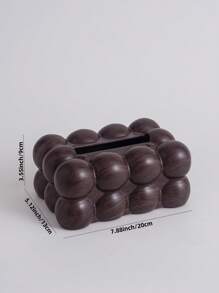 1个木纹清洁棉签/纸巾盒，创意多功能收纳盒，适用于客厅，带遥控器 - 彩色 - 查看 3