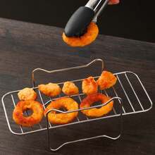 1 件不锈钢空气炸锅架配件套装，多用途空气炸锅配件烤架、烤架刷、烤架夹，兼容大多数空气炸锅，夏季户外露营烧烤必备厨房工具 - 彩色 - 查看 5