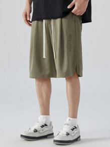 3pcs/Pack Plus Size Stamped Straight Leg Casual Loose Sports Shorts - Multicolor - View 2