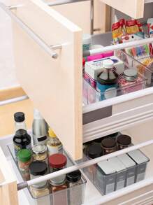 2 Packs Home Food Storage Cabinets - 4 Divided Transparent Fridge Organizers, Food Storage Cabinets And Storage Bins With Dividers - Kitchen Refrigerator Organizers For Freezers, Countertops And Cabinets - Clear - View 4