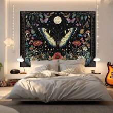 1pc vlinderpatroon wandtapijt, wanddecoratie wandtapijt voor kamerdecoratie, woondecoratie, 85 g/m² polyester perzikhuid fluweel dunne versie