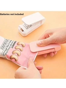 便携式迷你食品袋热封机，真空食品封口机，塑料袋热封零食封口机，聚乙烯管塑料袋套装工具 - 热封塑料袋，保鲜 - 易于使用的包装厨房配件（不含电池） - 彩色 - 查看 1