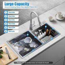 SENDERPICK Double Bowl Stainless Steel Sink Built-In Sink Brushed Wash Basin Kitchen Sink With Draining Basket Kitchen Sink Double Sink Wash Basin 78x43x21 Cm