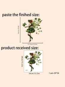 1pc Home Decorations Mid-Century Modern Fairy And Butterflies Wall Decals - PVC Self-Adhesive Fantasy Themed Cartoon Wall Stickers For Living Room Bedroom Decor - Single Use, Mid-Century Fantasy Wall Art Decorations, Vinyl Decal For Home Decorations, Wall Decoration Items Refresh Your Home - Dark Green - View 9