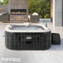 Intex Spa hinchable cuadrado 4 personas 175x175 cm, diseño Greystone, burbujas aire caliente, calentador integrado, sistema de filtración S2, cloración salina, fácil montaje, para exteriores ✅ Entrega 24/48h a España (península) - Multicolor - Ver 2