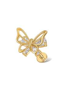 1 件装双层蝴蝶无缝推入式唇/耳/软骨耳钉，镶嵌合成锆石，身体穿孔珠宝唇/耳钉，适合约会、日常佩戴、礼物、派对、音乐节 - 蝴蝶型 - 查看 11