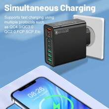 XJDR 120W 4USB-A+4USB-C Compatible With IPhone16 15 14 13 Charger Fast Charging 8 In 1 Charger Quick Wall Wall Adapter Suitable For Travel, Office, Dorm, And Home Multi-Port Nan