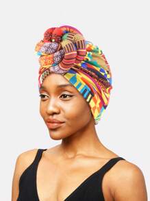 1pc Women's Printed Textured Knitted Turban Hat, Versatile Headwrap For Everyday Use - Multicolor - View 7