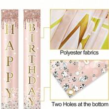 1 对，甜美玫瑰金生日快乐门横幅，适合女性、女孩和特殊场合的门廊标志，以时尚的方式庆祝 16、21 和 30 岁 - 粉色 - 查看 6