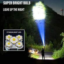 1pc LED Rechargeable Flashlight, Portable Long Lasting Super Bright Outdoor Multi-Function Work Light, Camping Accessories - Black - View 8
